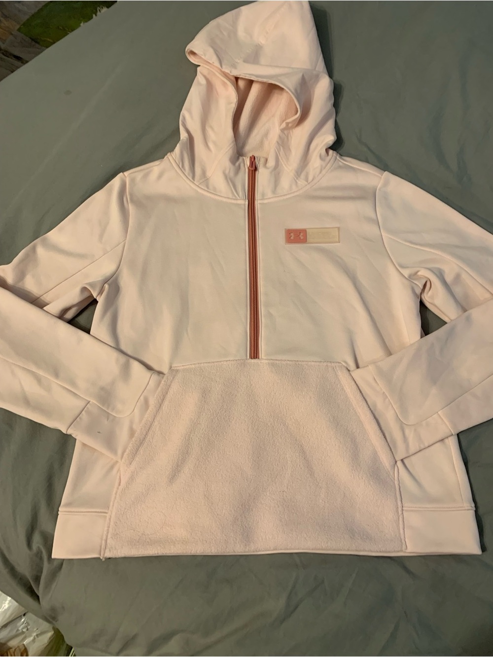 Under Armour Women's Pale Pink Half-Zip Hooded Pullover